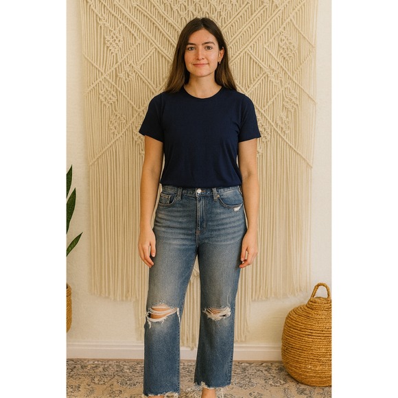 pistola Denim - Pistola Womens Cassie Super High Rise Straight Leg‎ Distressed Jeans 30 Denim